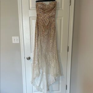 Terani Couture Multicolored Sequin 100% Silk Mermaid Dress with Slit